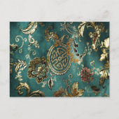 Detail van jade groene Chinese zijde stof Briefkaart (Voorkant)