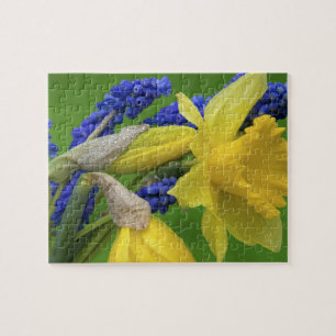 Detail van narcis- en hyacintbloemen. Credit Legpuzzel