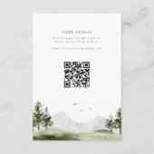 Detail van waterverf Mountain Forest Wedding Scrip Informatiekaartje (Achterkant)