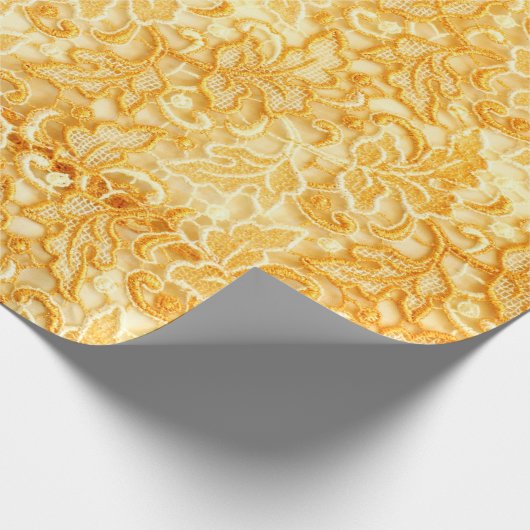 Detail van weefsel van gouden kant van weefsel cadeaupapier (Hoek)