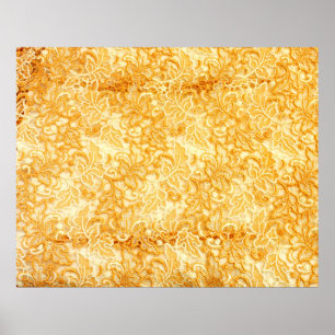 Detail van weefsel van gouden kant van weefsel poster
