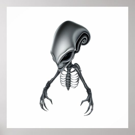 Detailed Alien with Visible Skeletal Structure Poster (Voorkant)
