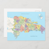 Detailed map of Dominican Republic Briefkaart (Voorkant / Achterkant)