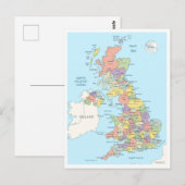 Detailed map of United Kindom Briefkaart (Voorkant / Achterkant)