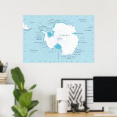 Detailed Polar Map of Antarctica and the Surroundi Poster (Thuiskantoor)