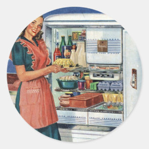 detailhandel, 50s keuken, volledige koelkast ronde sticker
