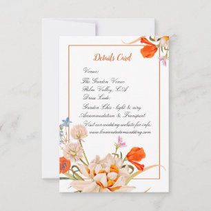 Detailkaart – Elegante Wilde Bloemen Bruiloft Bedankkaart