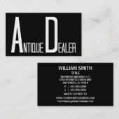 Détaillant d'antiquités Carte de visite noir et bl (Devant / Derrière)