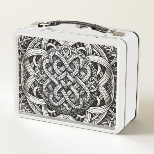 Detaillierte Schwarz-Weißer keltischer Knoten 0001 (Achterkant)