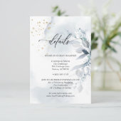 Details 2 Elegante Stofblauwe Aquarel Lofwerk Kaart (Staand voorkant)