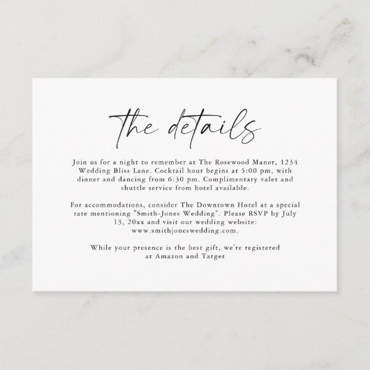 Details Behuizing Kaart | Moderne bruiloft briefpa (Voorkant)