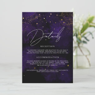 Details bruiloft donkerdonkerPaars Magical Gold Bl Kaart