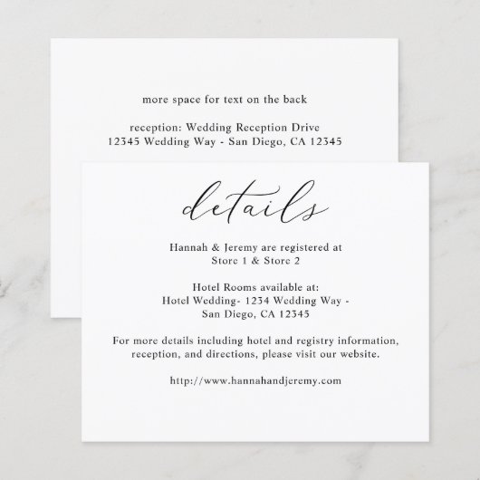 Details budgetkalligrafie zwart-wit (Voorkant / Achterkant)