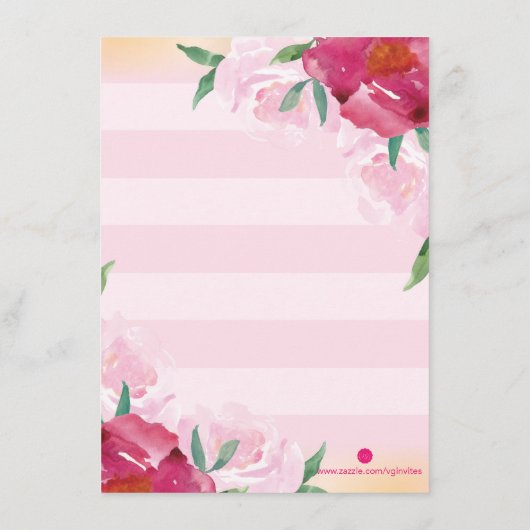 Details Card Pink Flowers & Stripes Informatiekaartje (Achterkant)