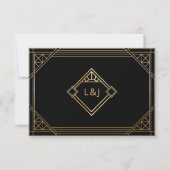 Détails Carte Art déco Mariage Black and Gold (Dos)