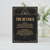 Détails Carte Mariage Art Déco 20s Black Gold (Debout devant)