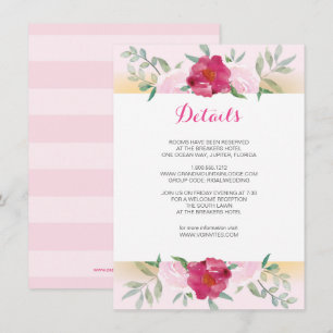 Détails Carte Pink Floral Wedding Invitation Set