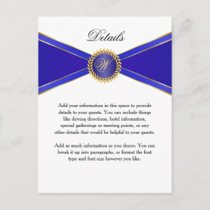 Détails Carte Royal Blue Elegance avec Monogramme