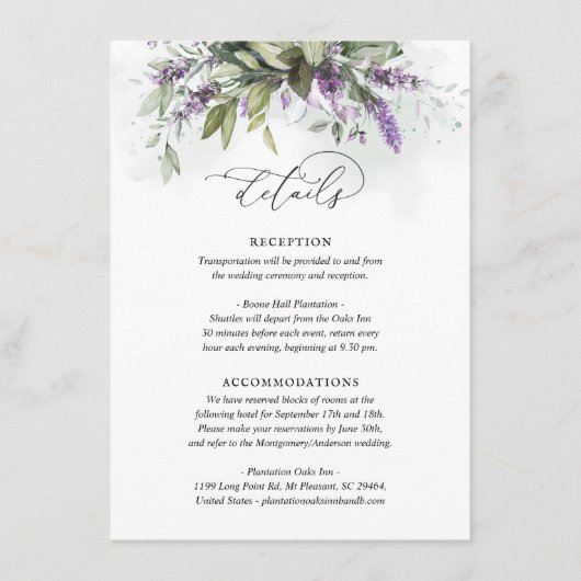 Détails Cartes Lavender Green Info Script (Devant)