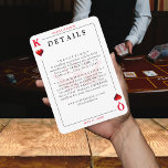 Détails de la carte de jeu King & Queen of Hearts<br><div class="desc">Roi et reine des coeurs jouant carte de détails mariage carte. Personnalisez-le avec les détails de votre événement. Idéal pour une fête à thème Las Vegas / poker.</div>