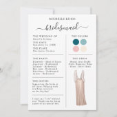 Détails de la carte d'information Bridesmaid Turqu (Devant)