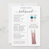 Détails de la carte d'information Bridesmaid Turqu (Devant)