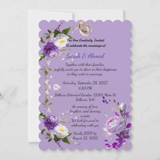 détails de la carte faire-part de mariage (Devant)