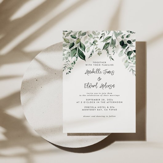 Détails de l'eucalyptus Mariage budget, invitation