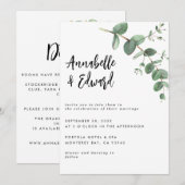 Détails de l'eucalyptus mariage et invitation (Devant / Derrière)