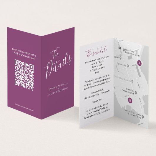 Détails de l'invité mariage calendrier carte code (Inside and Outside)