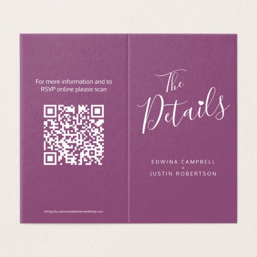 Détails de l'invité mariage calendrier carte code  (Outside Unfolded)