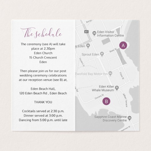 Détails de l'invité mariage calendrier carte code  (Inside Unfolded)