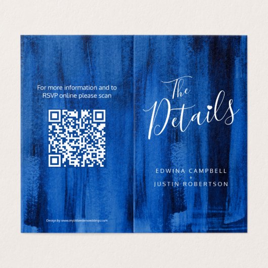 Détails de l'invité mariage carte code QR saphir b (Outside Unfolded)