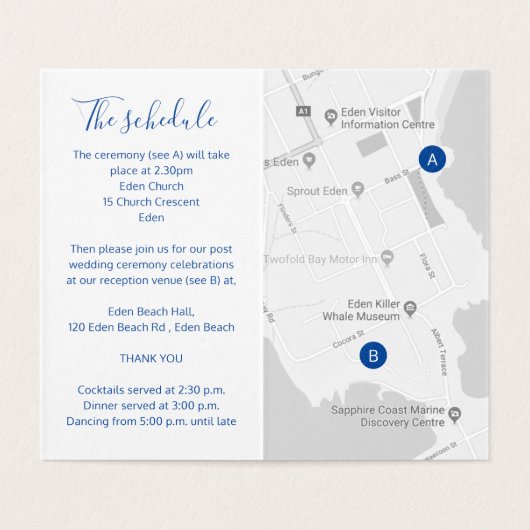Détails de l'invité mariage carte code QR saphir b (Inside Unfolded)