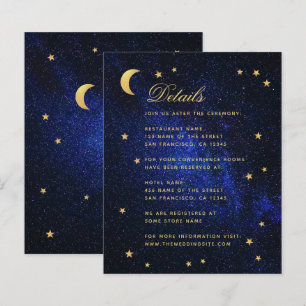 Détails de mariage céleste Carte de budget étoiles