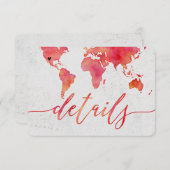 Détails de mariage de destination de carte du mond (Devant / Derrière)