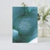 Détails de mariage Ink Flow Teal - Carte encart ID (Debout devant)