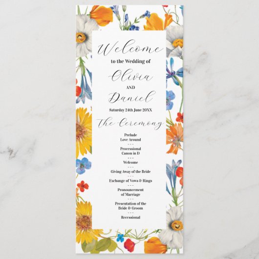 Détails de menu de cérémonie de mariage floral d'é (Devant)