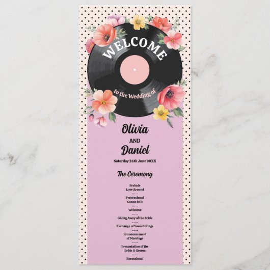 Détails de menu de cérémonie de mariage floral Rec (Devant)