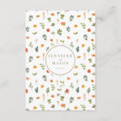 Détails du mariage à fleurs vertes orange Carte (Dos)