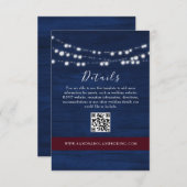 Détails du Mariage bleu marine Carte de code QR (Devant / Derrière)