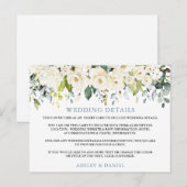 Détails du mariage Carte Bleu Dusty Floral Blanc (Devant / Derrière)
