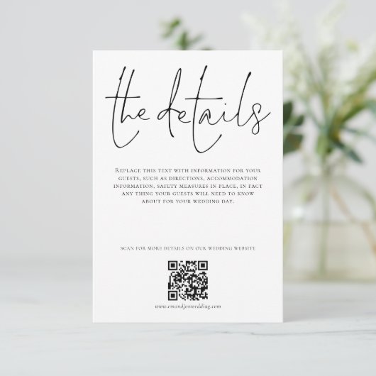 Détails du mariage Carte de boîtier de script de c (Debout devant)