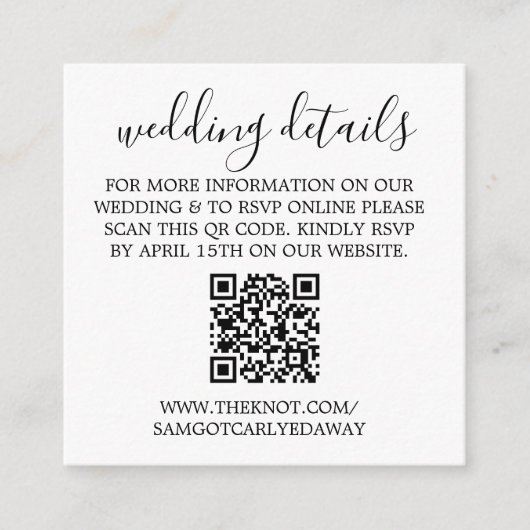 Détails du mariage Carte de boîtier QR Code avec p (Devant)