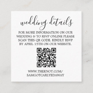 Détails du mariage Carte de boîtier QR Code avec p