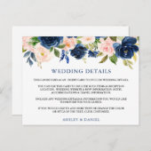 Détails du mariage Carte d'insertion Florale Rose  (Devant / Derrière)