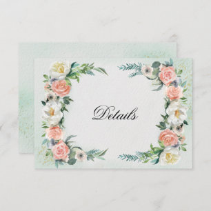 Détails du mariage   Carte Rose aquarelle