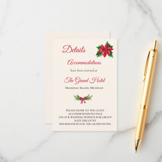 Détails du Mariage de Noël Carte de fermeture (Devant/Arrière en situation)