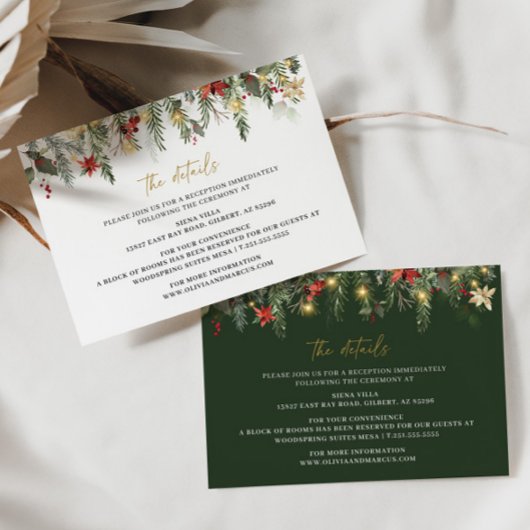 Détails du mariage d'hiver de Noël Carte de clôtur