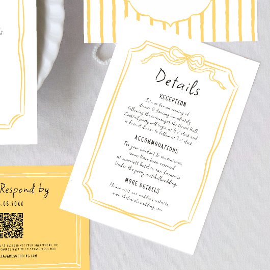 Détails du mariage écrit à la main irky Carte de b